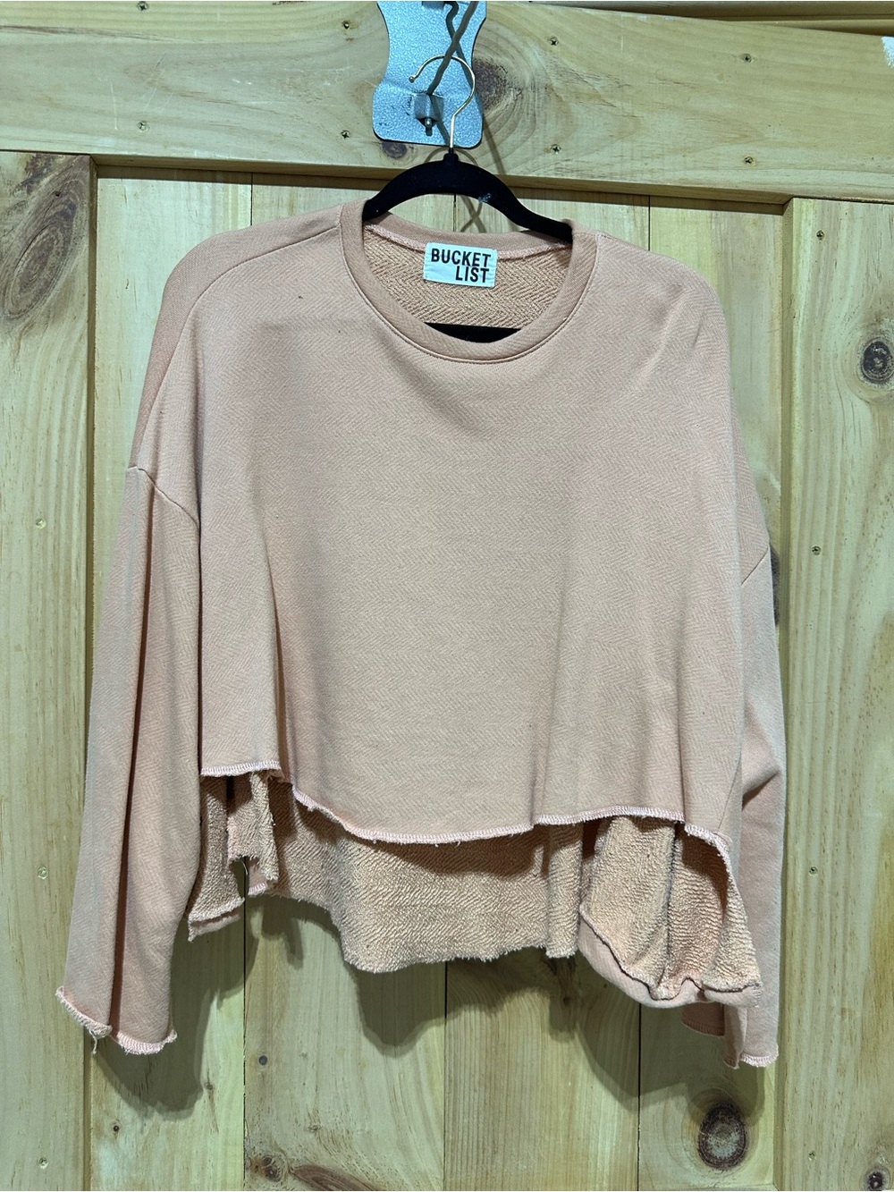 BUCKETLIST Peach Cropped Layered Sweatshirt